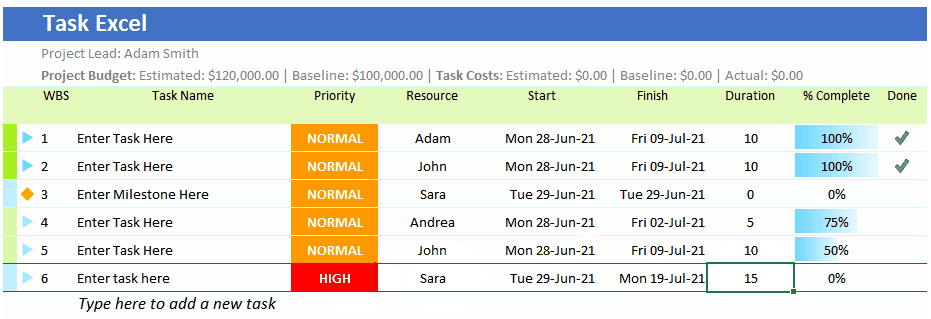 Task Excel